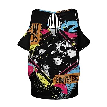 NST clothing+個人的　スケボーランプ New-Kids On The-Block Shirts Women's Off Shoulder Tops Short